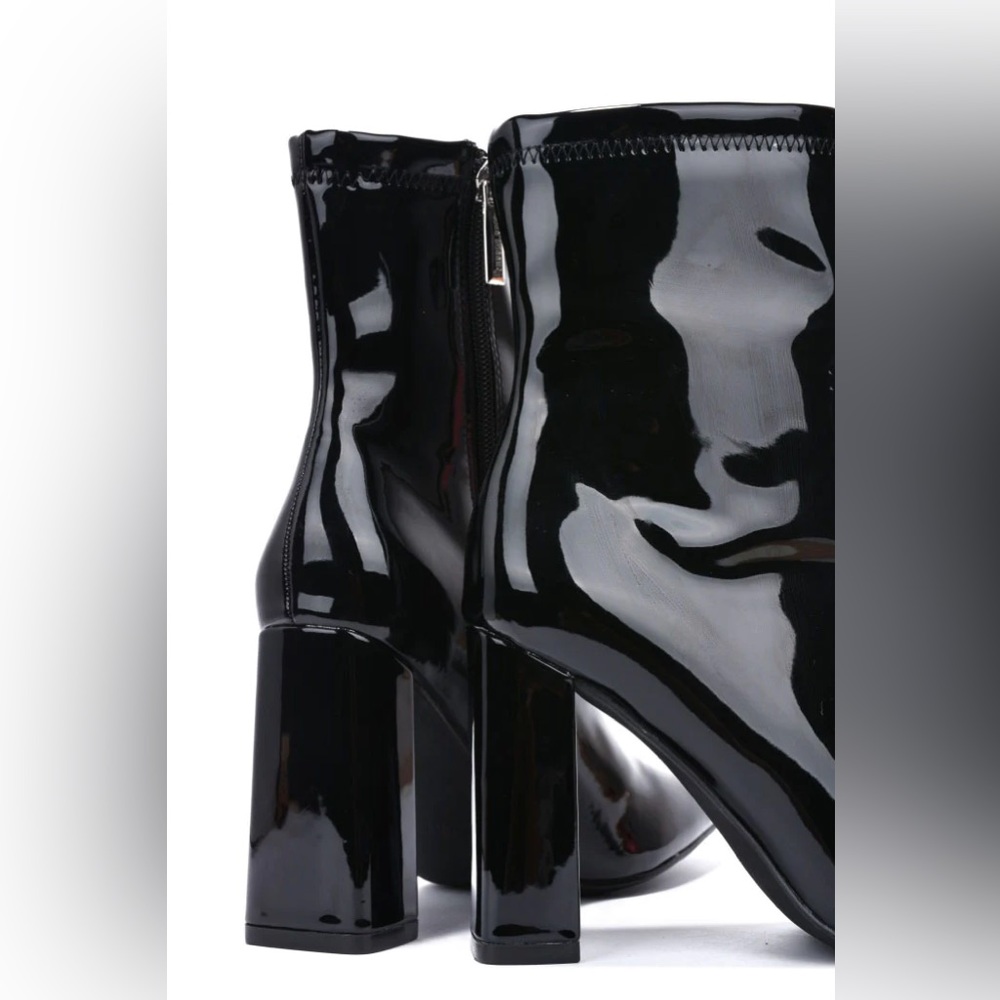 Black Patent Heeled Bootie - Picture 3 of 4
